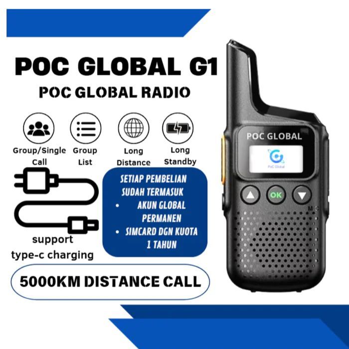 Ht Poc Global G1 5000KM Walkie Talkie Radio Poc Intercom