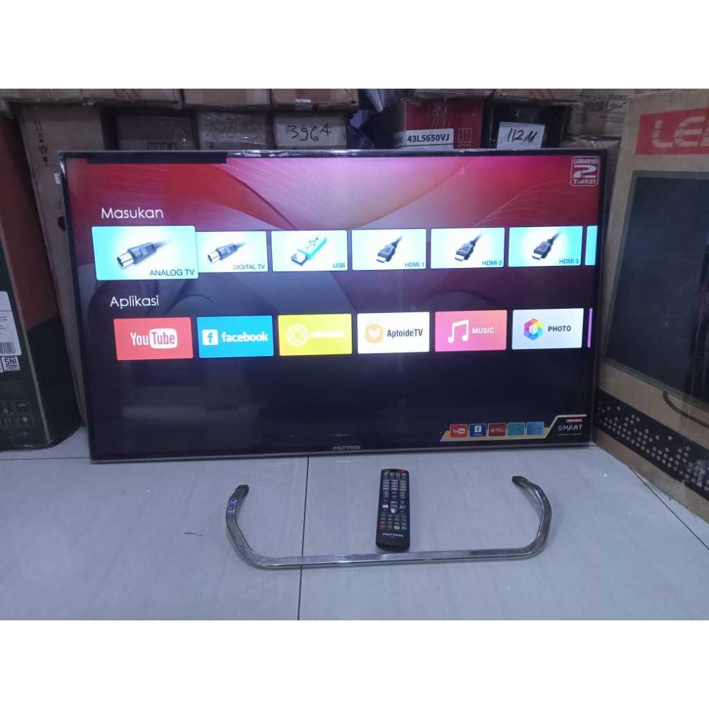TV LED Polytron 43 inci FHD SMART TV YouTube Digital TV Kondisi bekas pemakaian 5448F