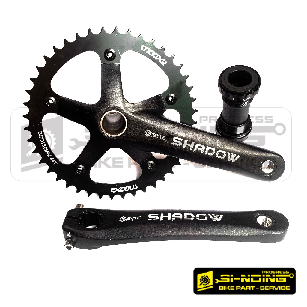 SYTE SHADOW Crankset Sepeda Hollowtech HT2 Single Chainring 44T Alloy Gir Depan Include BB Armset