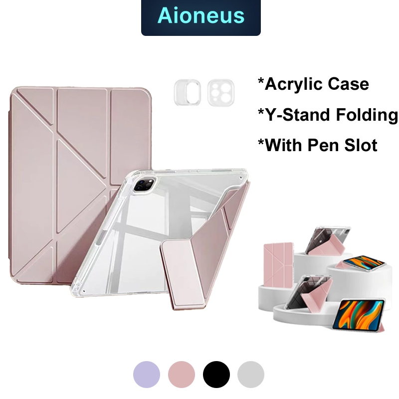 Acrylic Case iPad A16 Gen11 Gen10 Case iPad Air M4 M3 Pro 11 inch Gen9/8/7 Y-Folding Clear Case iPad