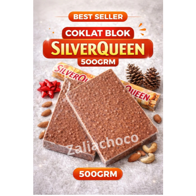 Coklat Blok Silverqueen 500gr isian Kacang mede Rasa Enak