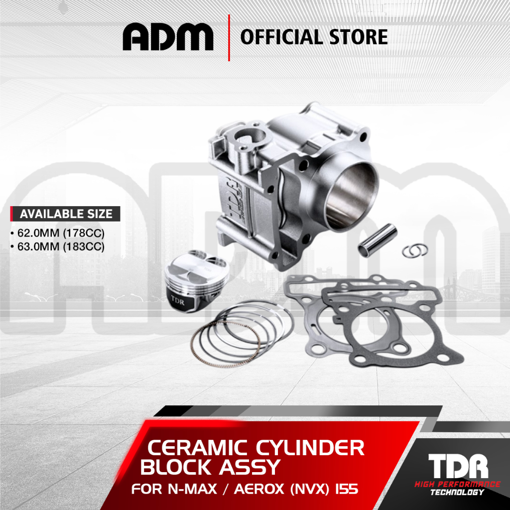 Bore Up TDR Ceramic Cylinder Block Assy for N-Max / Aerox (NVX) 155