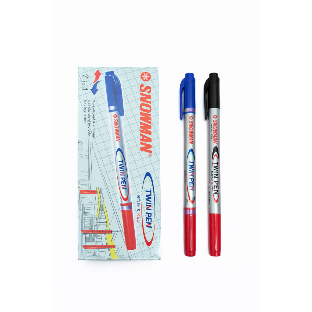 *1 Kotak* Spidol TwinPen Snowman / 2 In 1 / Pulpen 2 Warna Twinpen Snowman
