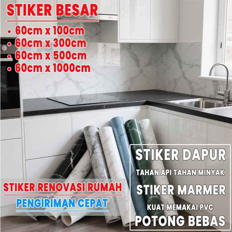 [Lem kuat] stiker anti air dan minyak wallpaper dapur glossy wallpaper dinding dapur 10meter wallpap