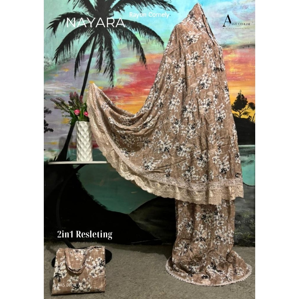AMT OFFICIAL| MUKENA NAYARA RAYON SULTAN CORNELY 2in1 RESLETING RENDA KARET STREETCH MOTIF RANDOM TA