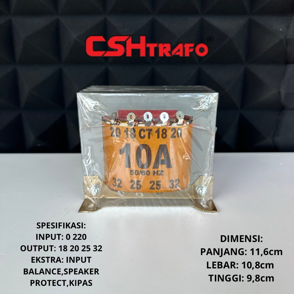 Trafo Kotak CSH Premium Quality (trafo besar) 100% Tembaga Murni 10A CT 32V, 45V, 55V, 65V, 90V, 110