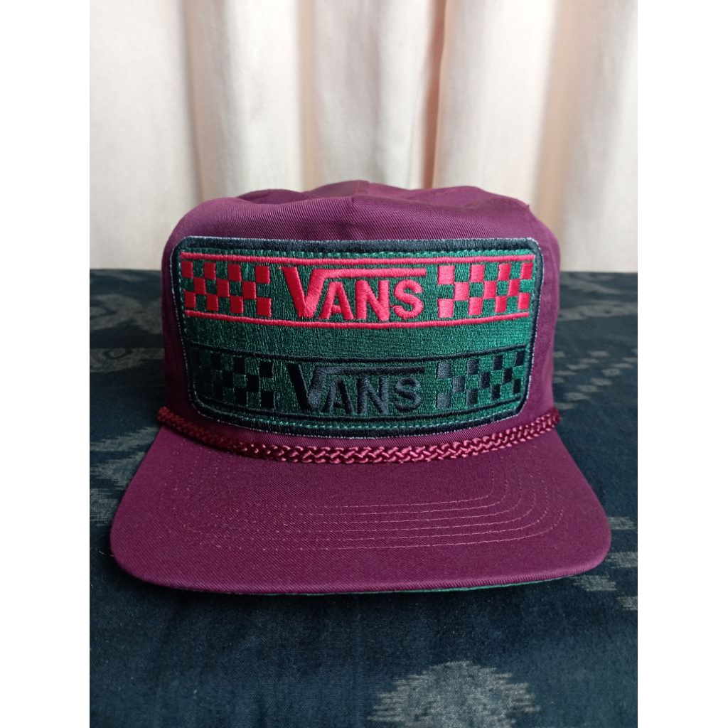 Topi Vintage San Sun ropehat big logo box emblem bordir 'VANS' double script