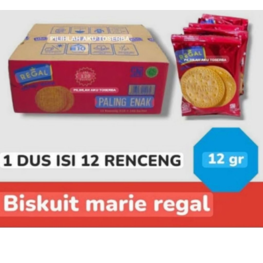 REGAL MARIE BISKUIT 1 DUS ISI 120 SACHET - Manis Ringan, Renyah, Aroma Susu