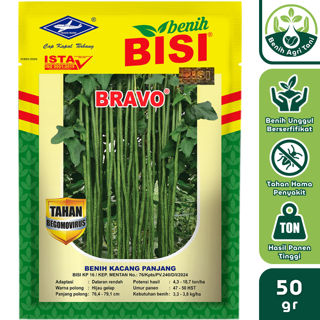 BRAVO 50 gr Benih Kacang Panjang BISI Cap Kapal Terbang