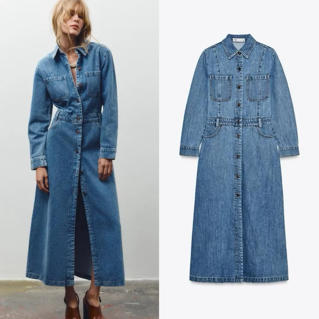 Zr Longdress Dress Denim Mewah