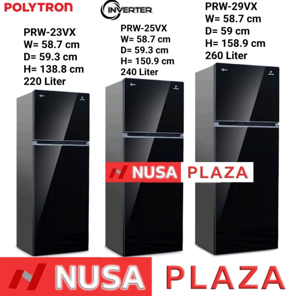 KULKAS POLYTRON 2 PINTU INVERTER PRW-23VX / PRW-25VX / PRW-29VX BELLEZA JUMBO (KHUSUS MEDAN)