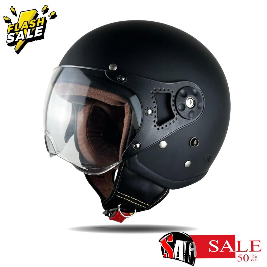 HELM HIJAB MLA HIJAB HELMET SNI KACA PILOT HITAM DOFF MLA RETRO HIJAB