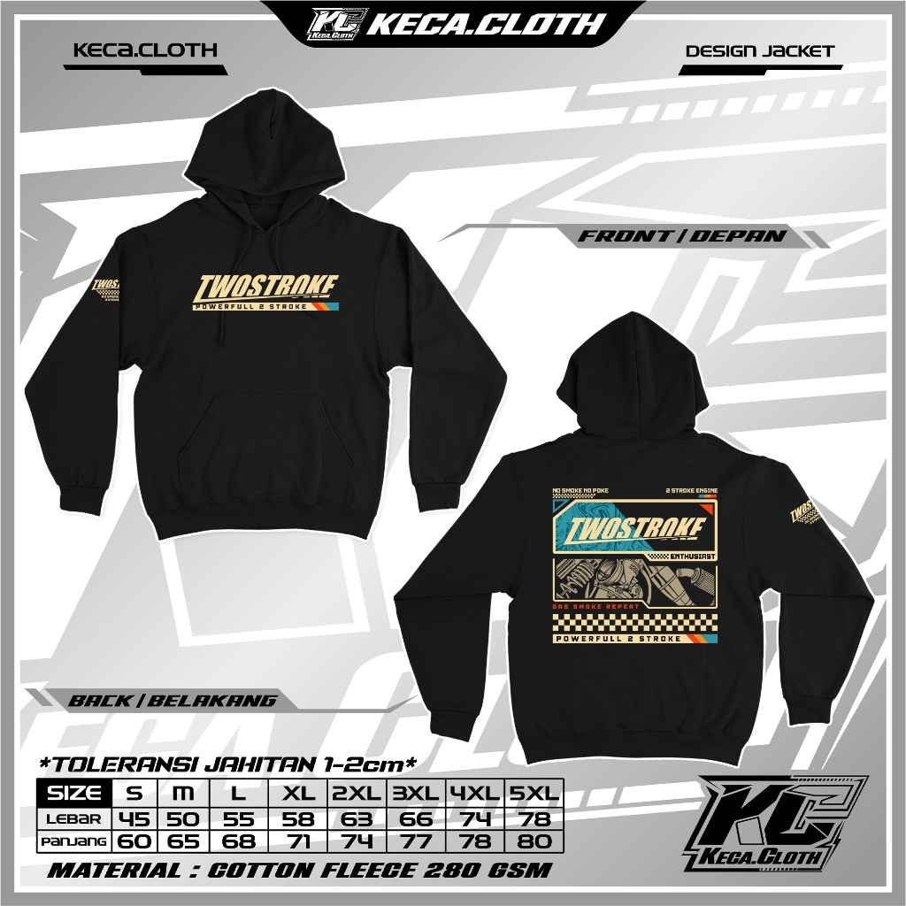Hoodie 2 Stroke Enthusiast Two Stroke Engine Powerfull 2Stroke / Baju Racing 2 Tak FizR Ninja Rx Kin