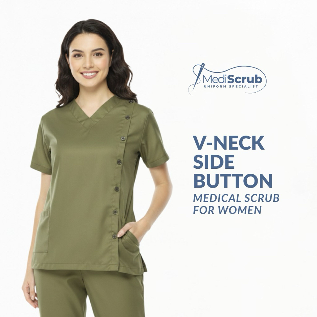 MEDISCRUB -Baju Jaga V Neck Korea Dokter Perawat Seragam Rumah Sakit