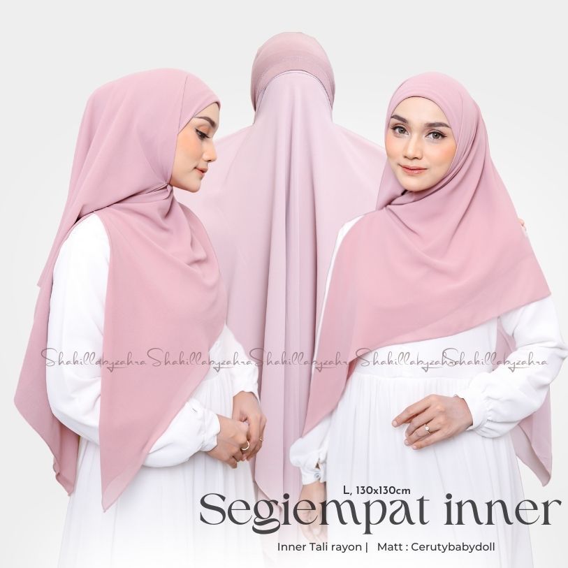 Segi empat instan Inner Ceruty Babydoll Hijab Segiempat instant Inara Ciput Tali Rayon Size 130cm