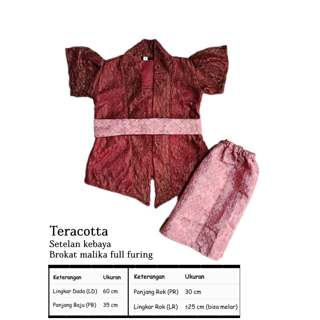 Kebaya Anak Teracota Rok Songket Dusty Pink