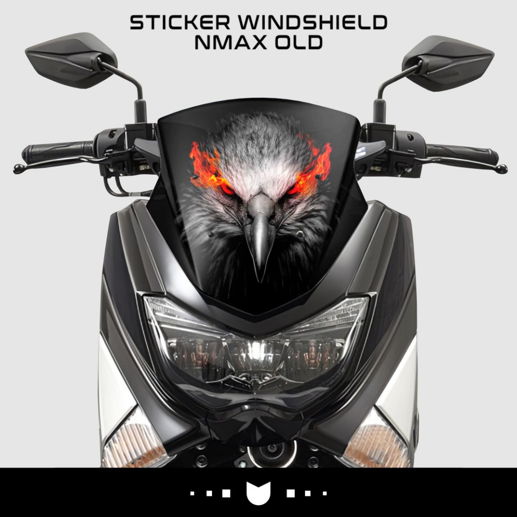 Sticker Windsield Visor Nmax 155 Lama Serigala Japanese Style Samurai Batosai Kanji Burung Elang Sti