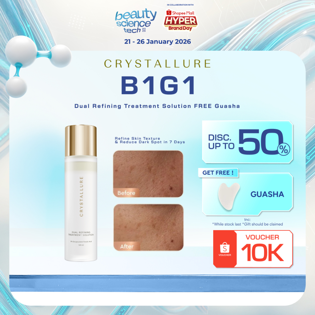 Crystallure Dual Refining Treatment Solution 120 ml - Hydrating Toner untuk Eksfoliasi Wajah Kulit S