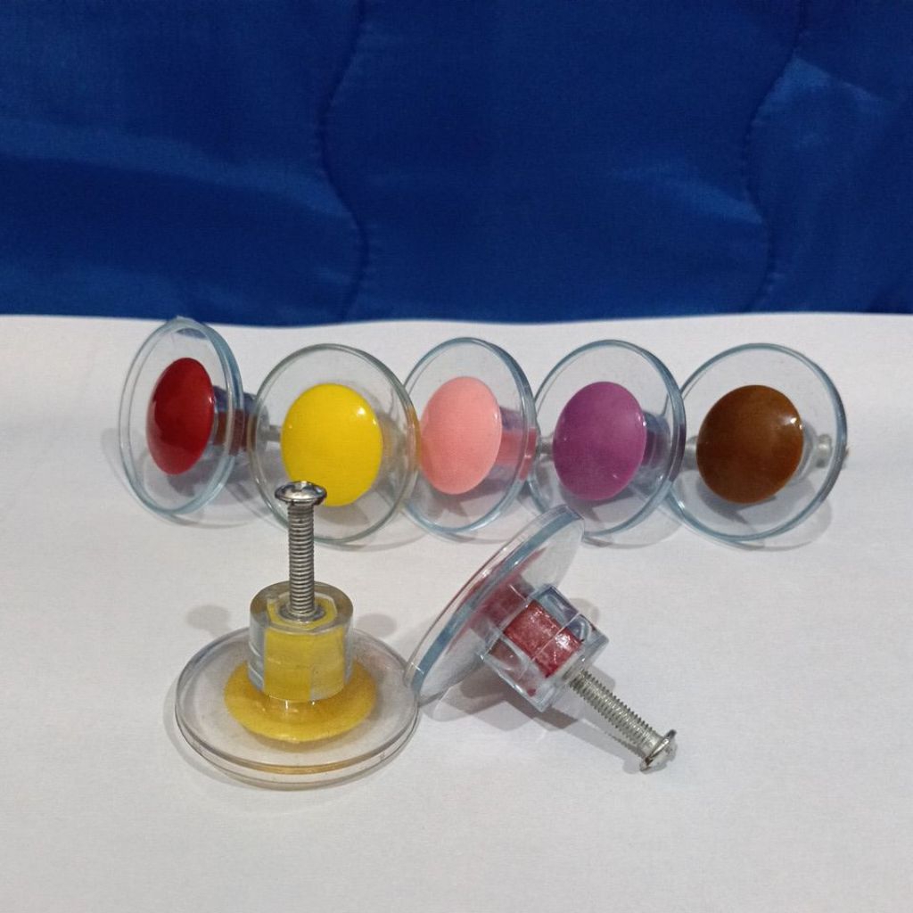 HANDLE LACI / LEMARI PINTU 4CM / TARIK LACI BULAT PELANGI 4CM TARIKAN LACI PLASTIK WARNA WARNI TARIK