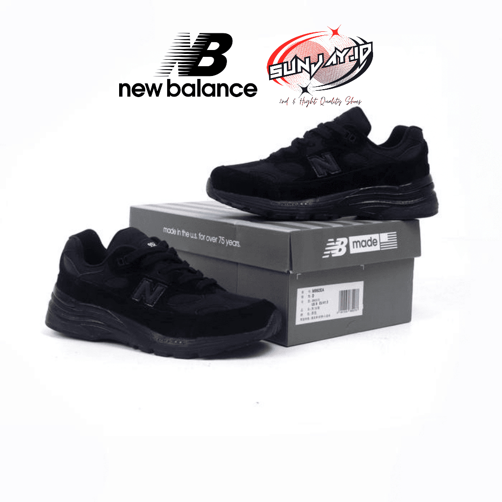 Sepatu Sneakers NB 992 Black USA Unisex Pria Wanita