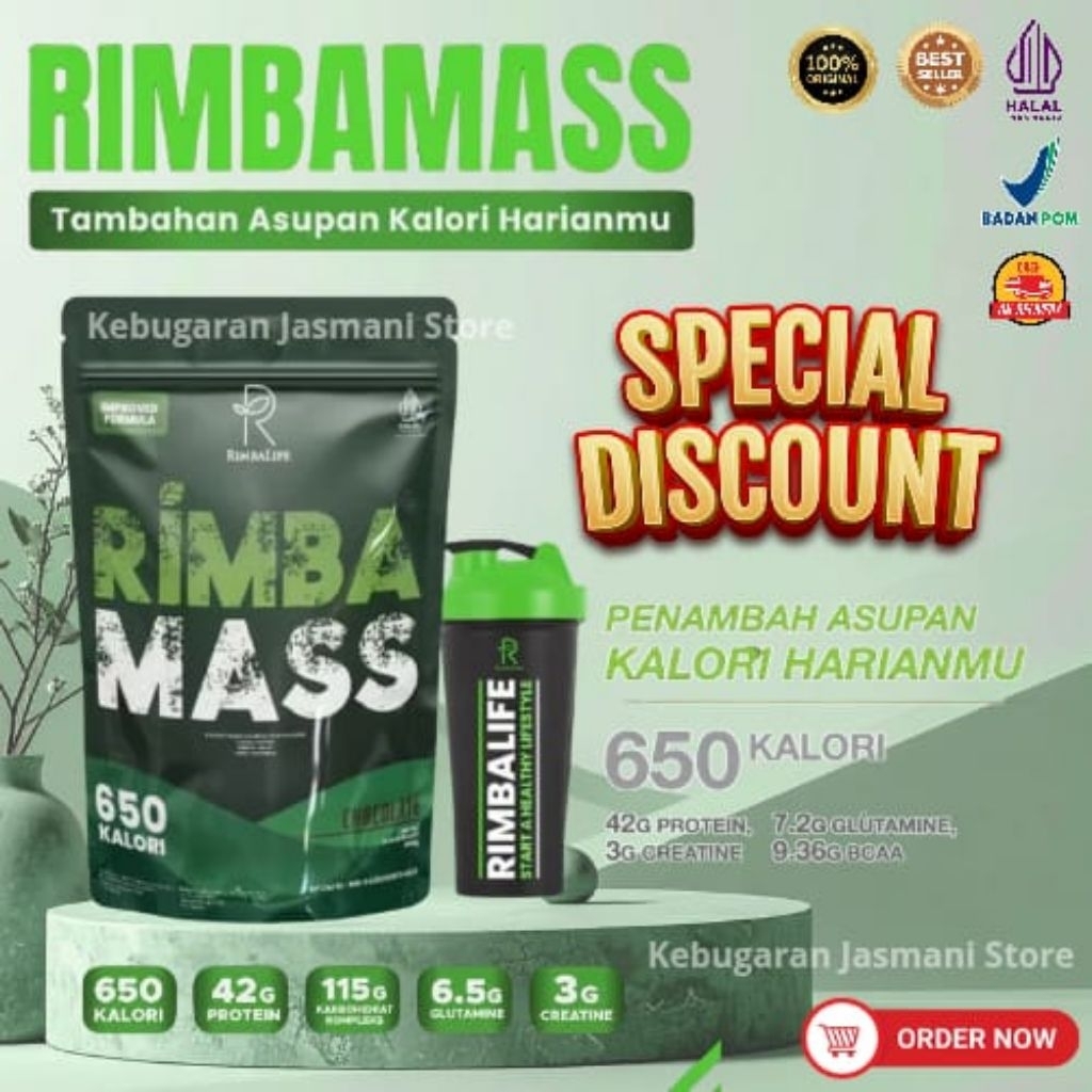 Rimbalife Rimba Mass Weight Gain Susu Penambah Massa Otot Pria Dan Wanita Halal Bpom