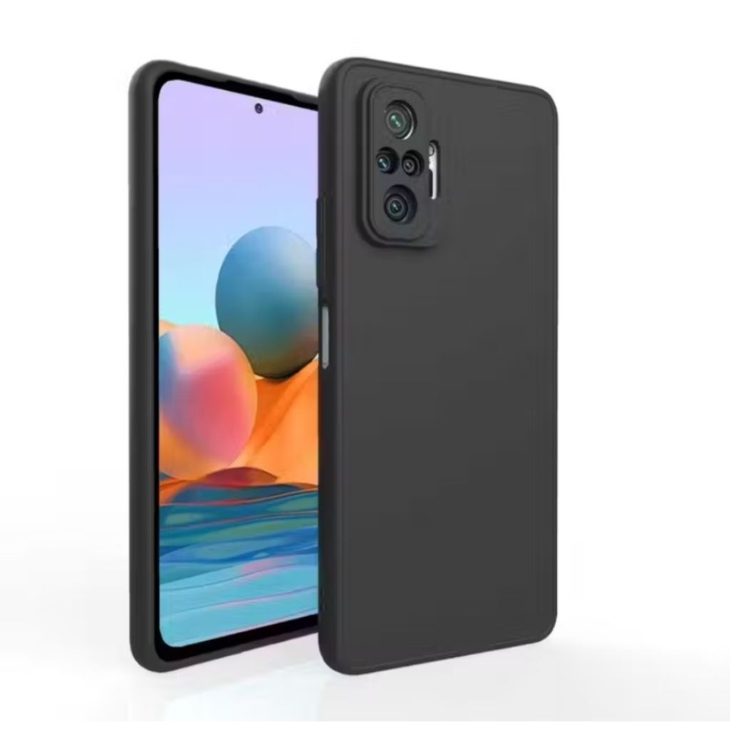 Softcase Casing Xiaomi Redmi Note 10 Pro Redmi Note 10S Silikon Macaron Pro Camera full Black