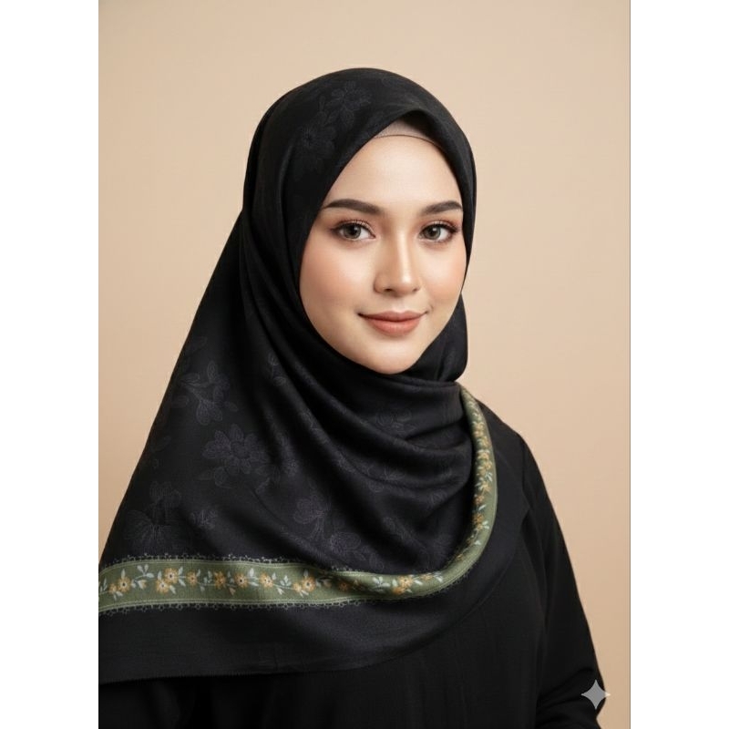 Jilbab Segiempat Azara || Jilbab Motif || Jilbab Motif Bunga