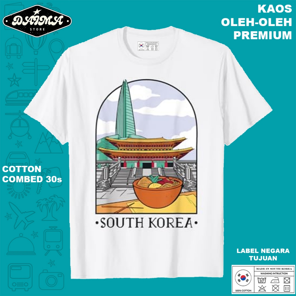 KAOS OLEH OLEH KOREA 2 PAKAI TAG LABEL KOREA ASLI BAJU SOUVENIR PREMIUM GIFT