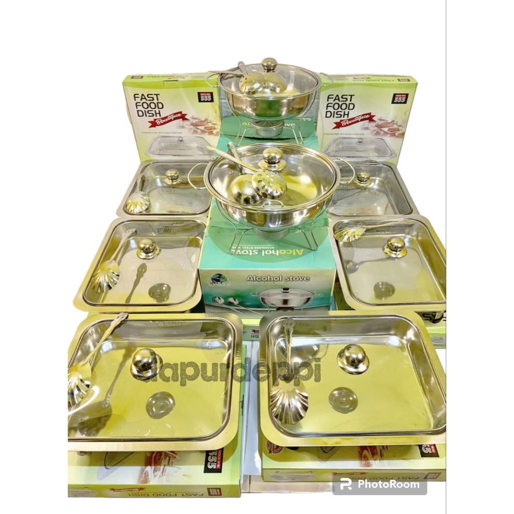 Promo Prasmanan set stainless tutup full kaca