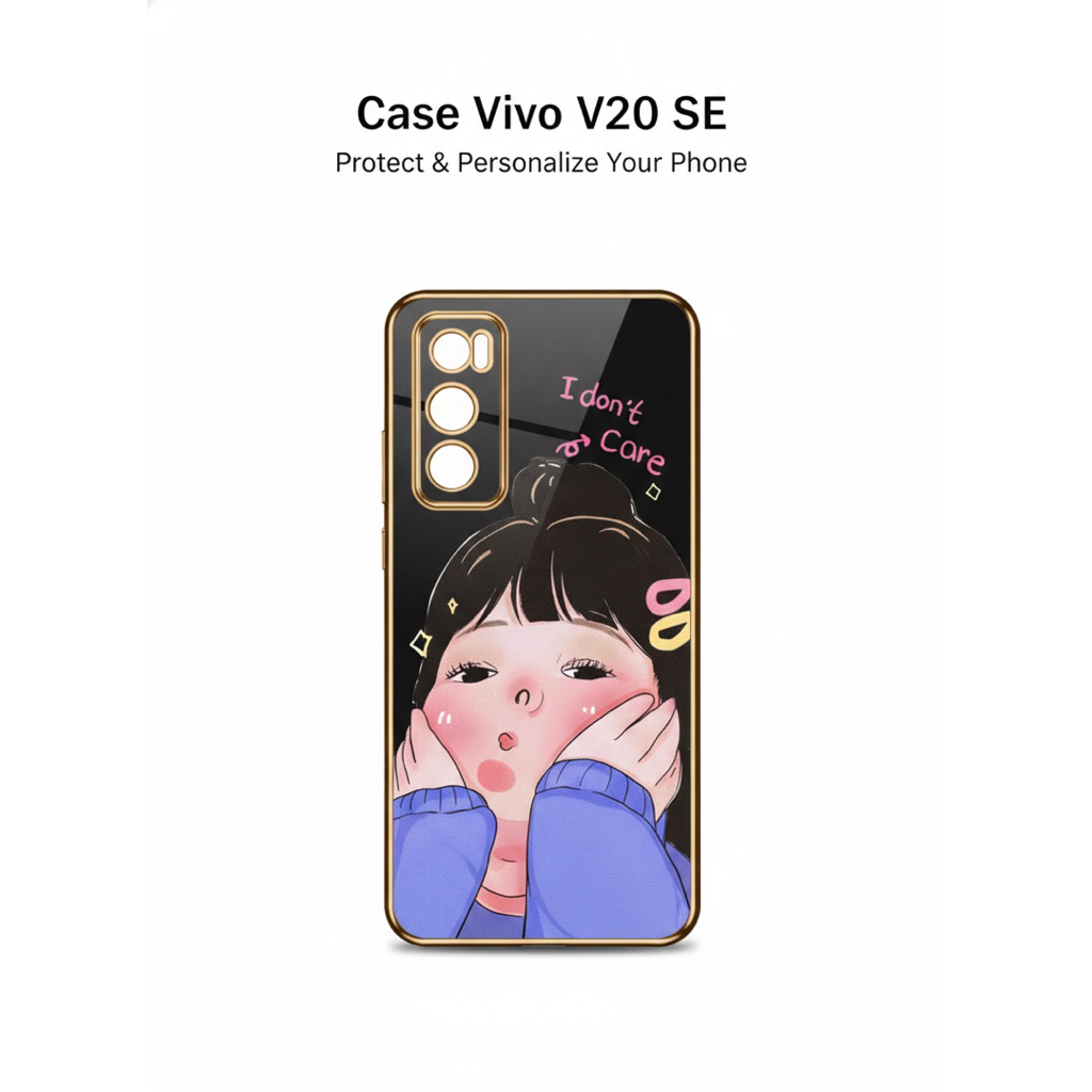 Casing Vivo 20SE list gold Case Premium Style & Protection - Softcase Karakter Aesthetic Terbaru