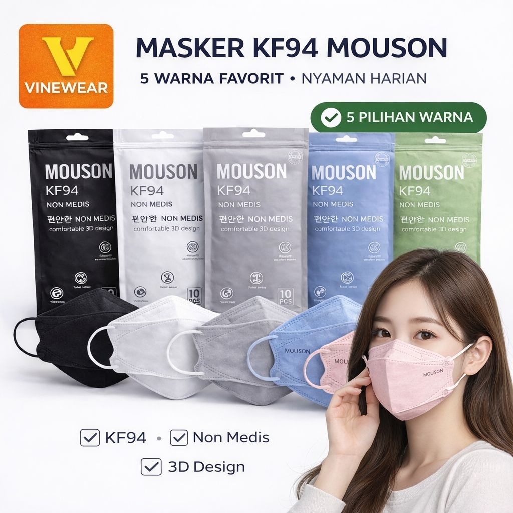KF94 Mouson Masker KF94 Mouson Warna warni 4ply isi 10 pc Disposable Mask Mouson Warna warni 4ply is