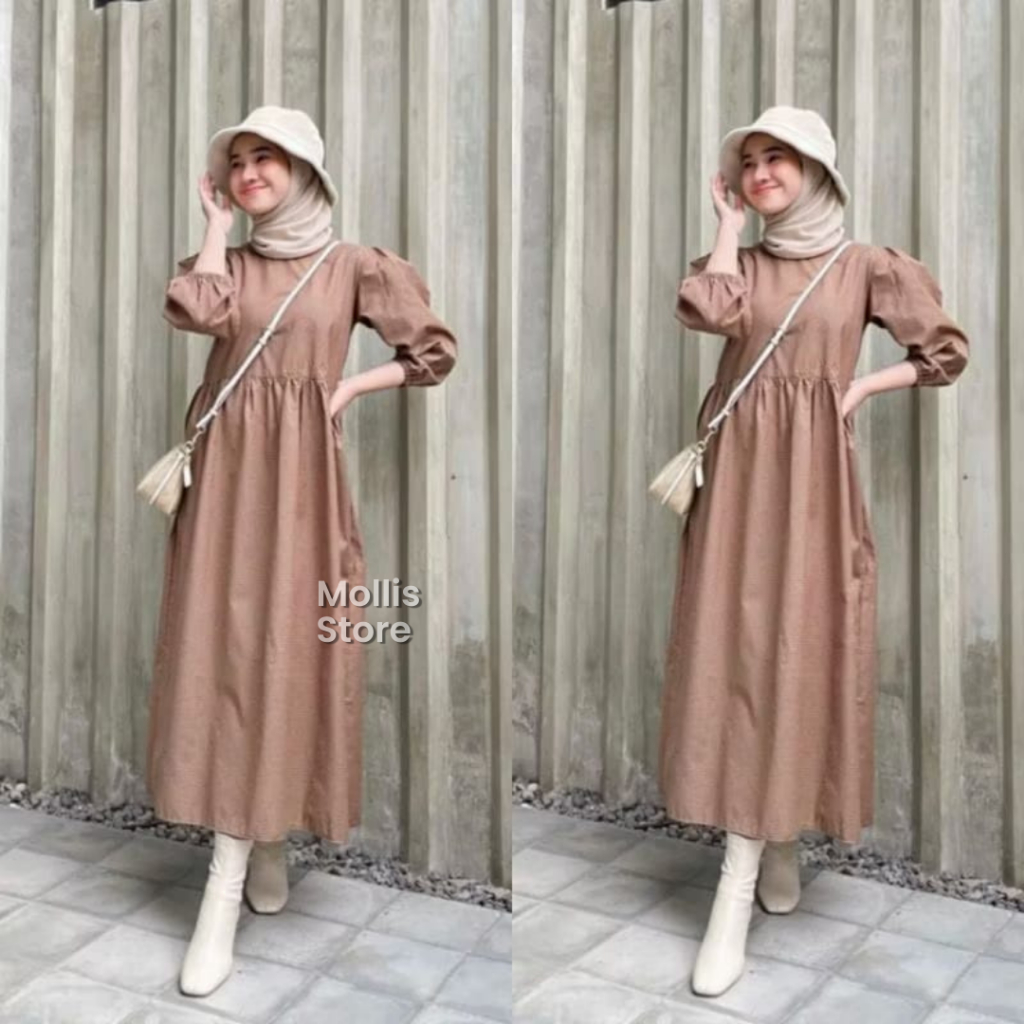 Mauren | Dress Gamis Katun Poplin Premium Baju Muslim Wanita Kondangan Elegan Dress Remaja Casual Po