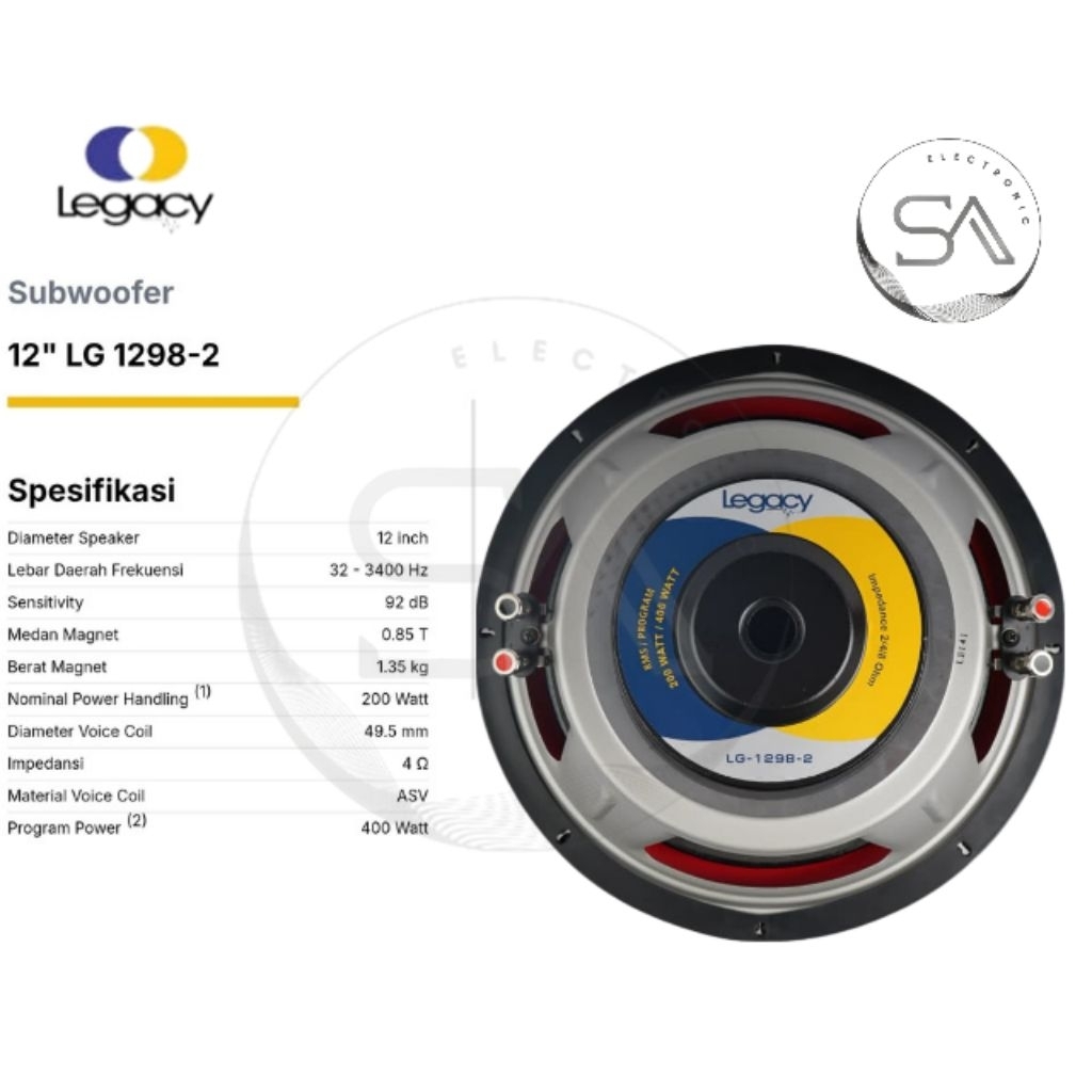 Speaker subwoofer Legacy LG 1298 -2