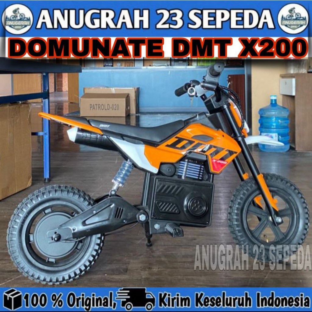 Motorcross Electric Mini Trail Anak DOMINATE DMT X-200 X 200 Ukuran 12 Inch Gas Listrik Motocross