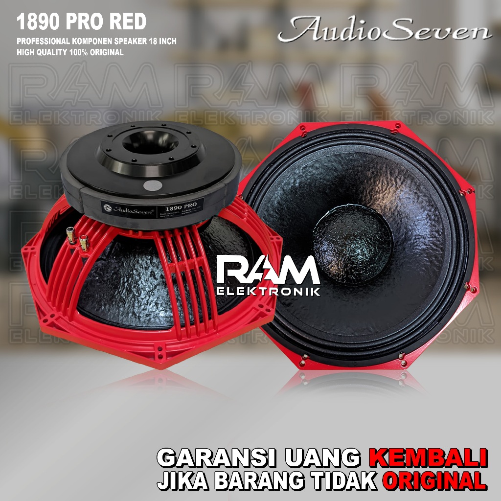 Komponen Speaker 18 Inch AUDIO SEVEN 1890 PRO RED Double Magnet Original