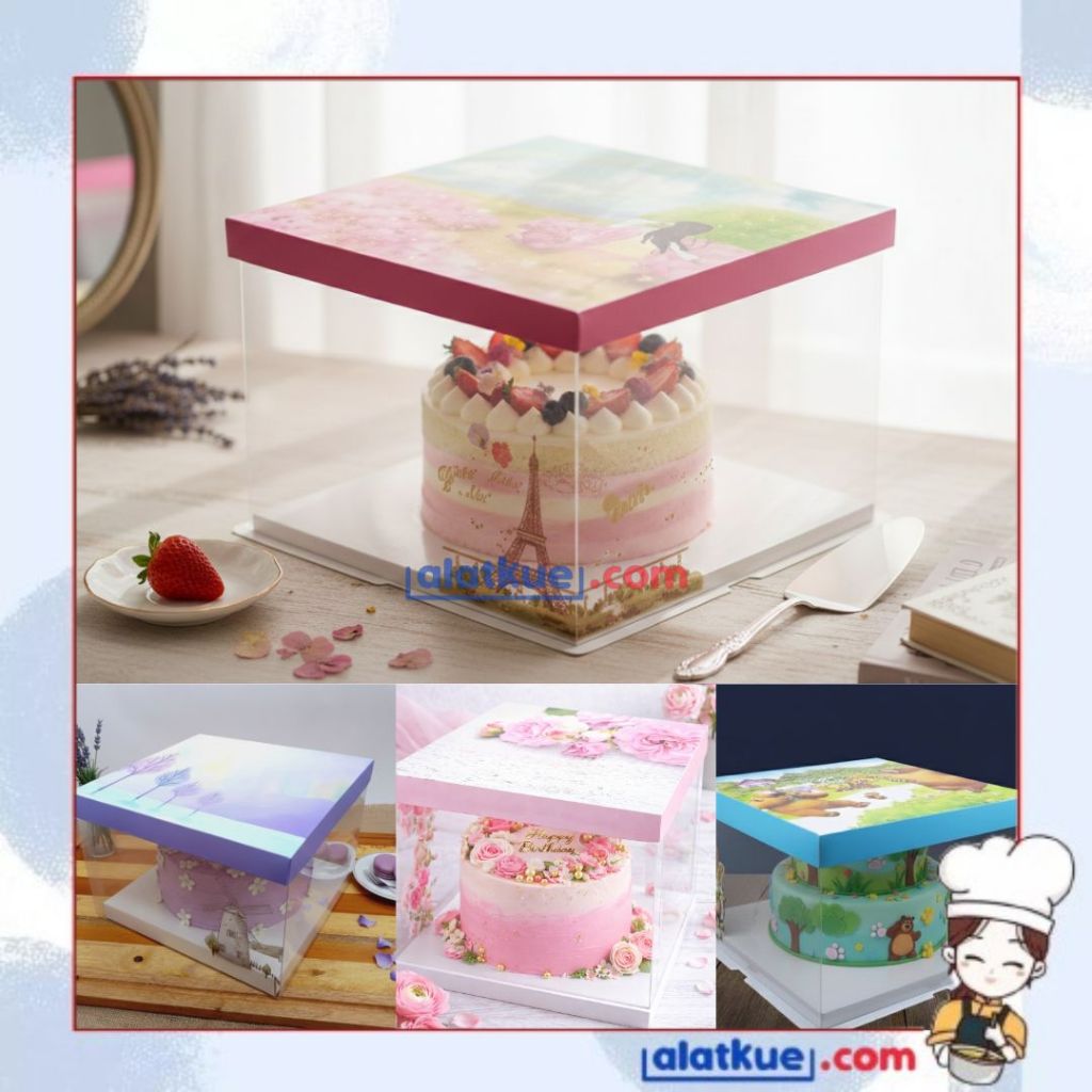 PREMIUM Kotak kado transparan / Box mika transparan / Box Kue Mika / Box Kue Tart mika / Box kue mik