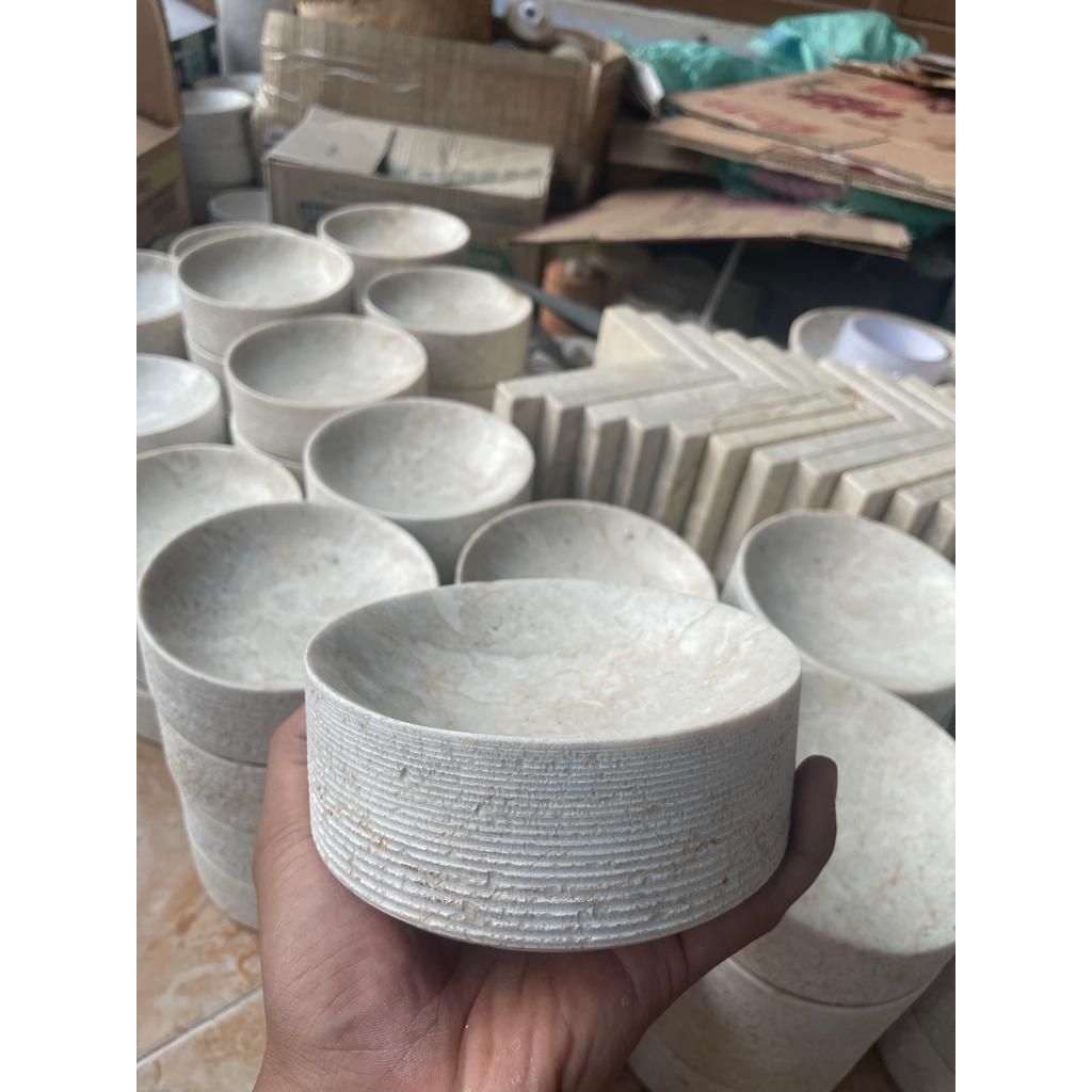 Soap Dish Bulat Alur Batu Marmer