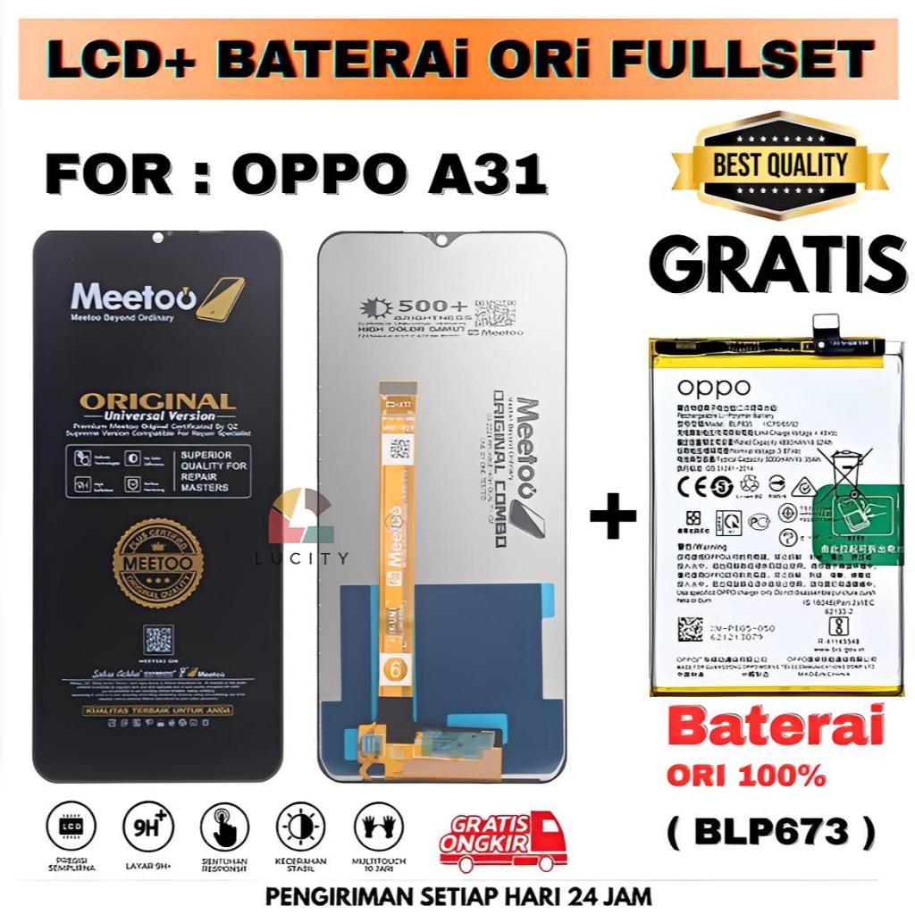 LCD OPPO A31 Fullset Touchscreen + Baterai OriginaL / LCD + Baterai BLP673 OriginaL Fullset