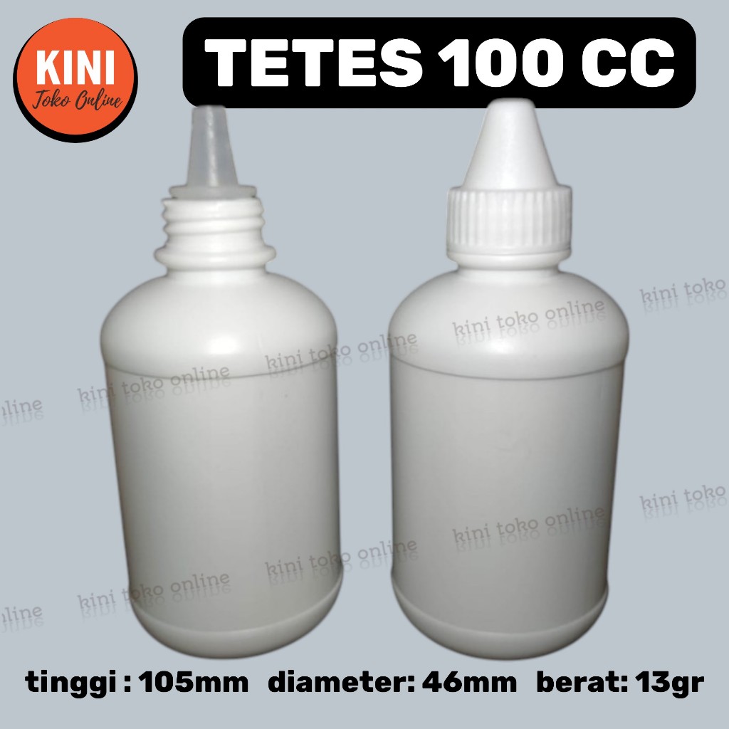 CC botol tetes 100 ml BOLONG LANCIP NON SEGEL plastik kosong putih natural  bening 100ml