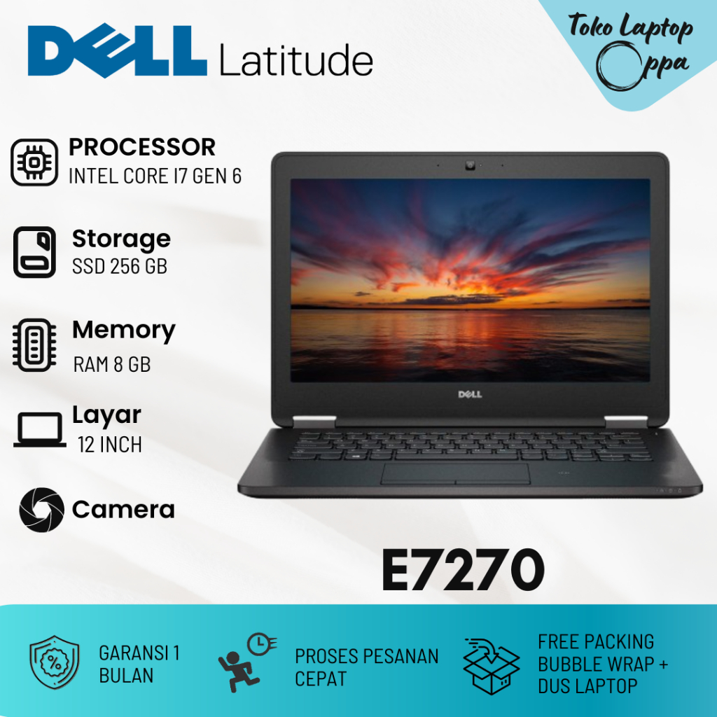 Laptop Core i7 Dell Latitude E7270 ram 8gb ssd 256gb