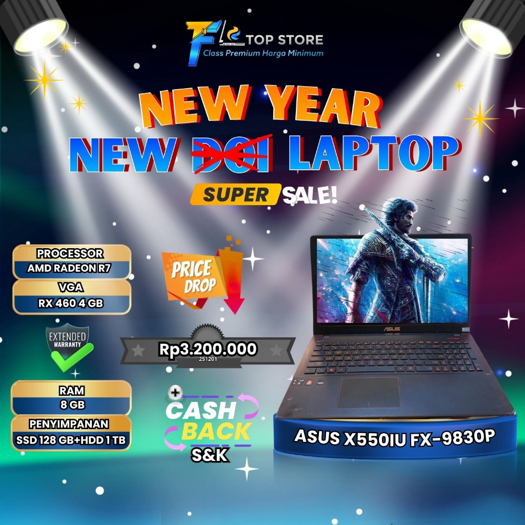 ASUS X550IU AMD FX-9830P RADEON R7 8GB/SSD 128GB+1TB HDD+AMD RADEON RX 460 4GB