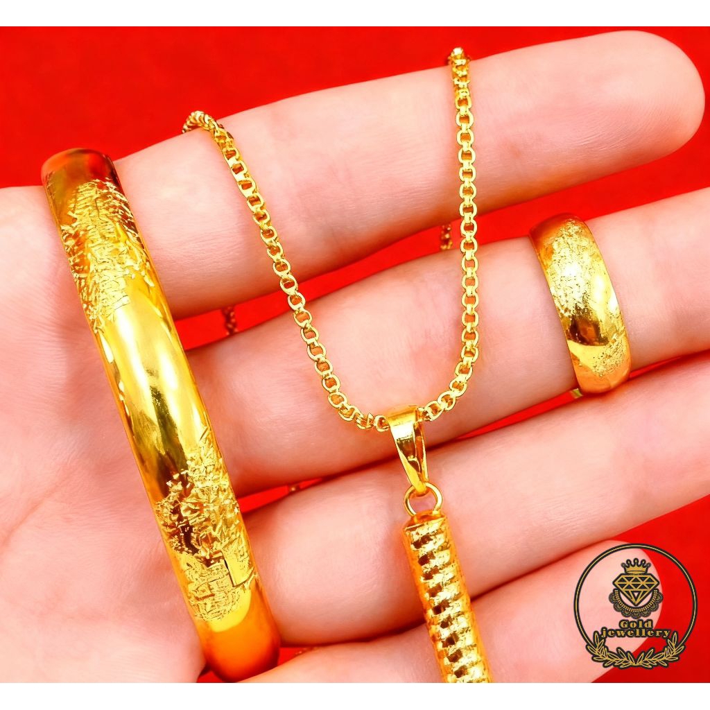 Satu Set Perhiasan Bangkok Lapisan Import Emas Termewah, Perhiasan Wanita Mirip Emas Asli