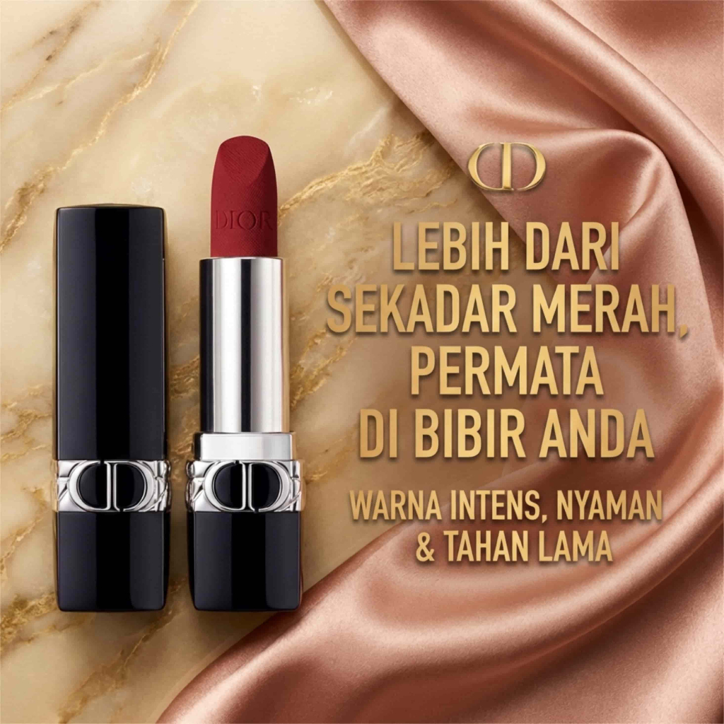Dior Matte Lipstick Rouge Forever | Transfer-proof, Refillable, Tahan Lama, Warna Intens & Berkilau,