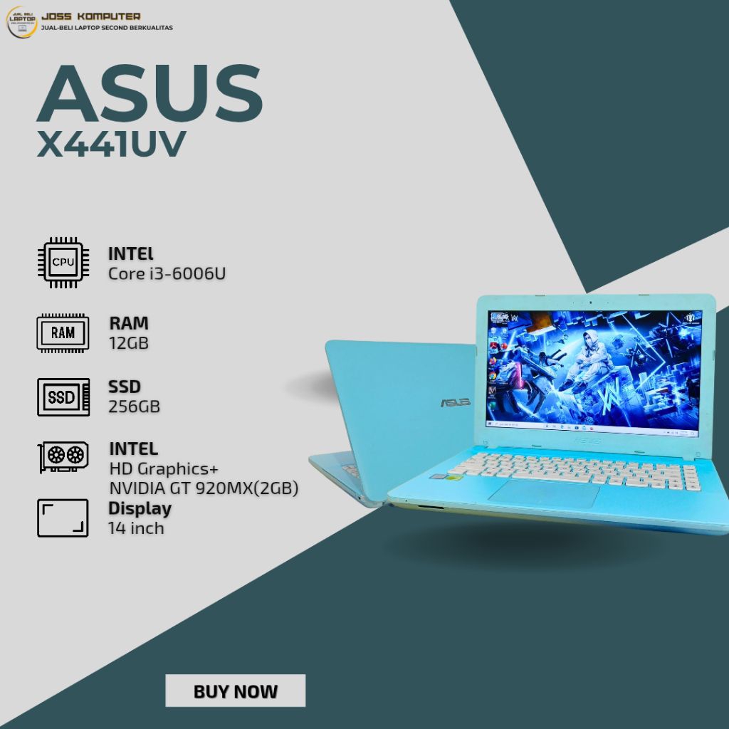 ASUS X441UV CORE I3-6006U/ RAM 12GB/ SSD 256GB/ 14"
