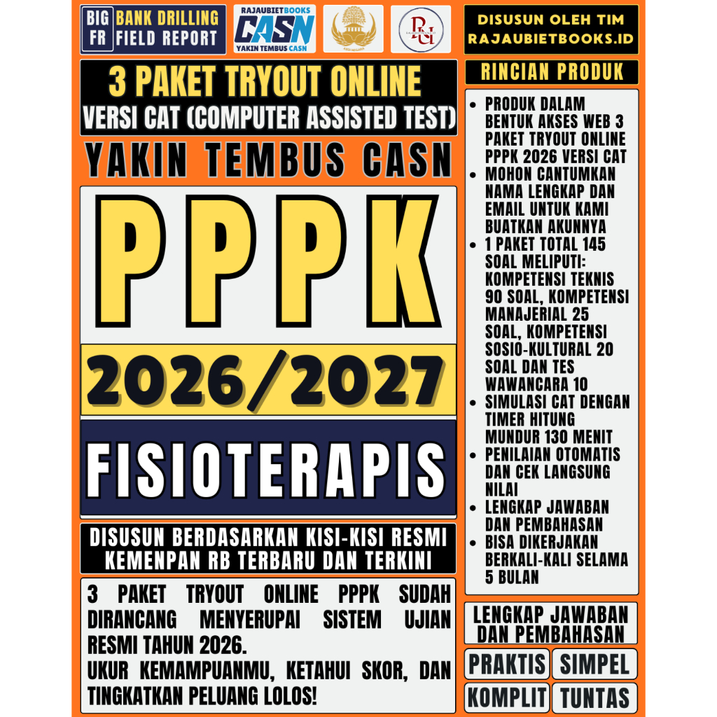 LATIHAN SOAL TRYOUT ONLINE PPPK FISIOTERAPIS DAN SIMULASI UJIAN RESMI PPPK FISIOTERAPIS 2026