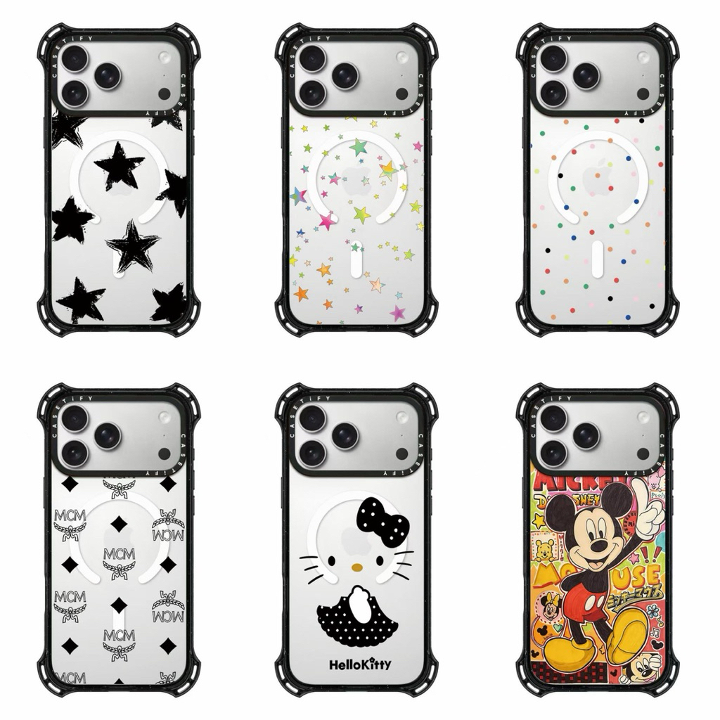 Bounce Bumper Magsafe Casetify Case For Iphone 17 Promax Case Mickey Hello Kitty Star Mcm Demi Black