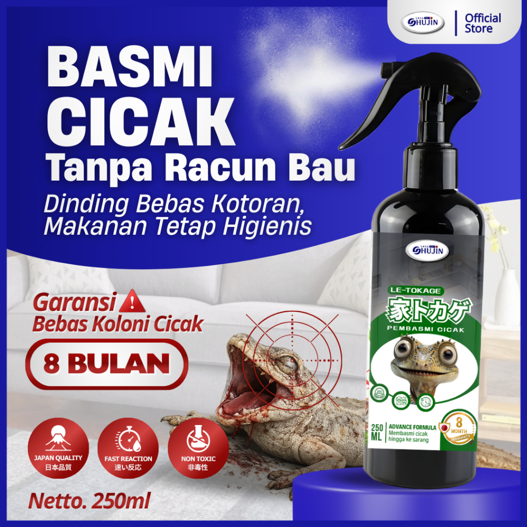 SHUJIN Le-Tokage Spray Pembasmi Cicak Ampuh Spray Anti Cicak Pengusir Cicak Efektif ASLI JEPANG