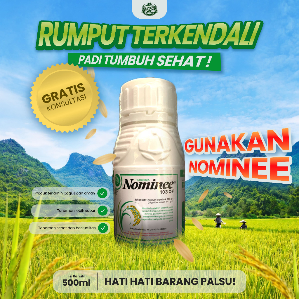 Herbisida Nominee 250 ml - Herbisida Selektif Pembasmi Rumput pada Tanaman Padi Efektif, Selektif, S
