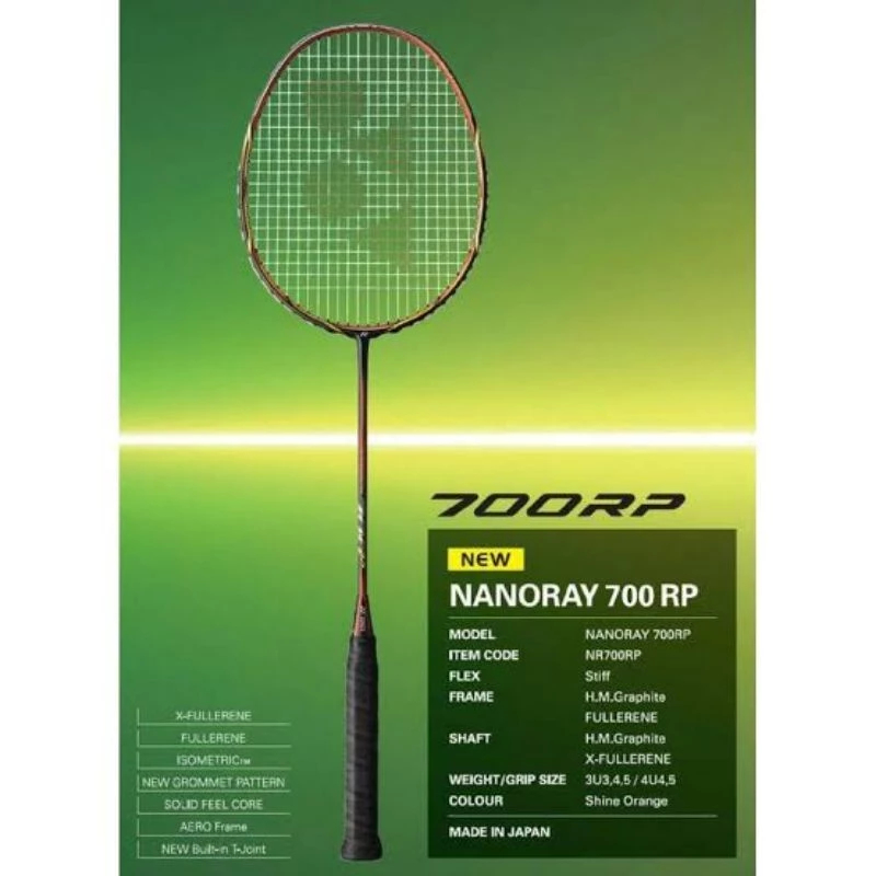 YONEX  Nanoray 700 RP JPN Silver/Orange 3U5 Raket Badminton Original FREE Cover 1PC