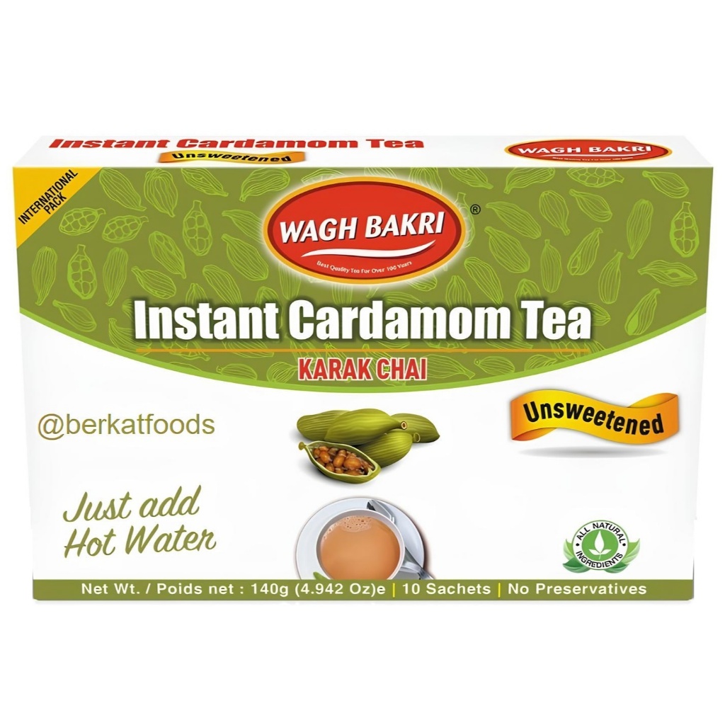 Wagh Bakri Instant Cardamom Tea Unsweetened / Teh Chai India Kapulaga / Tanpa Pemanis Tambahan